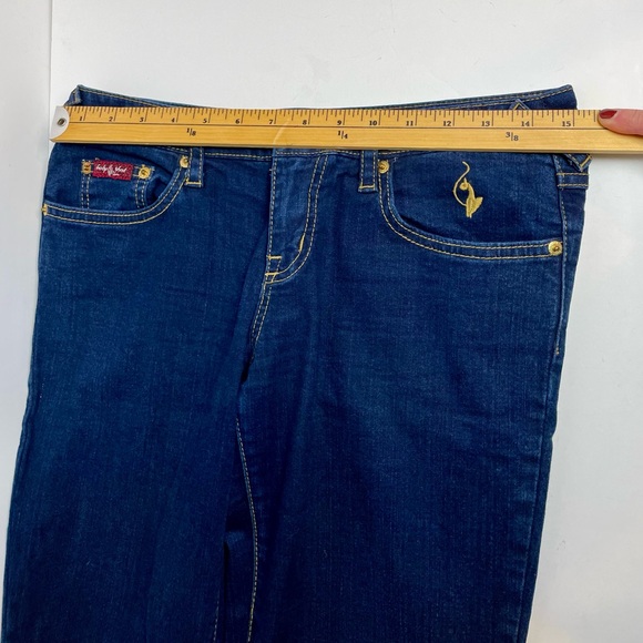 Baby Phat Jeans Dark Wash Low Rise Cat Logo Embroidery Skinny Y2K - Picture 11 of 15